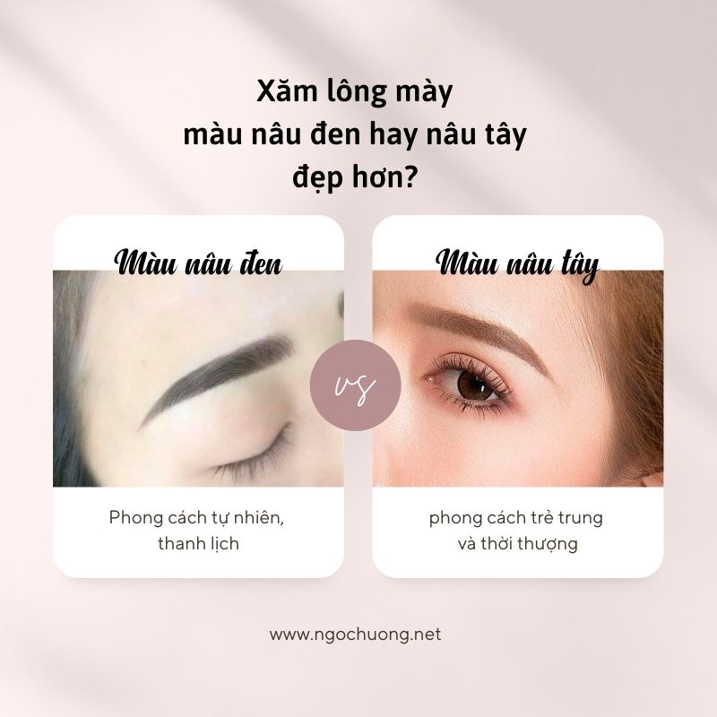 Xăm lông mày màu nâu đen có bị già không có nên làm không