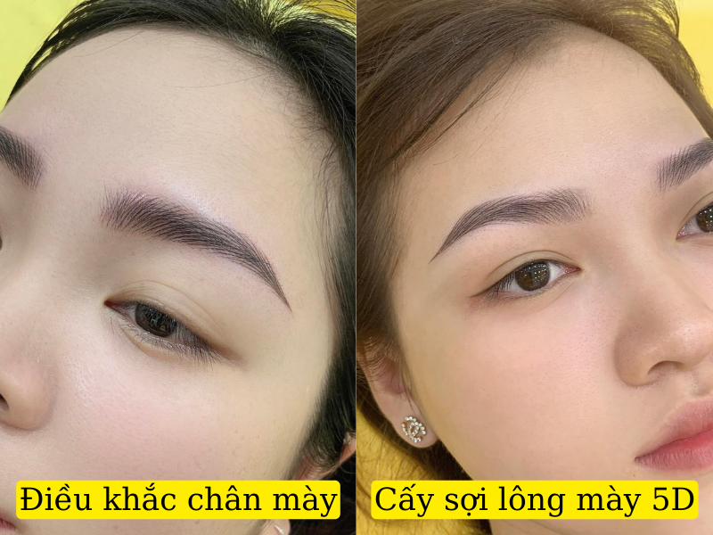 So sánh điêu khắc và cấy sợi chân mày 5D